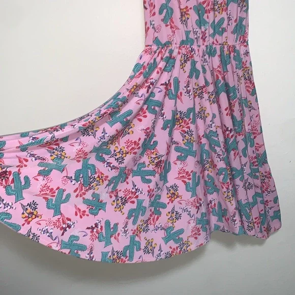 Dot Dot Smile Dress, Pink with cactus & floral design, Size 8/10 - Picture 4 of 5